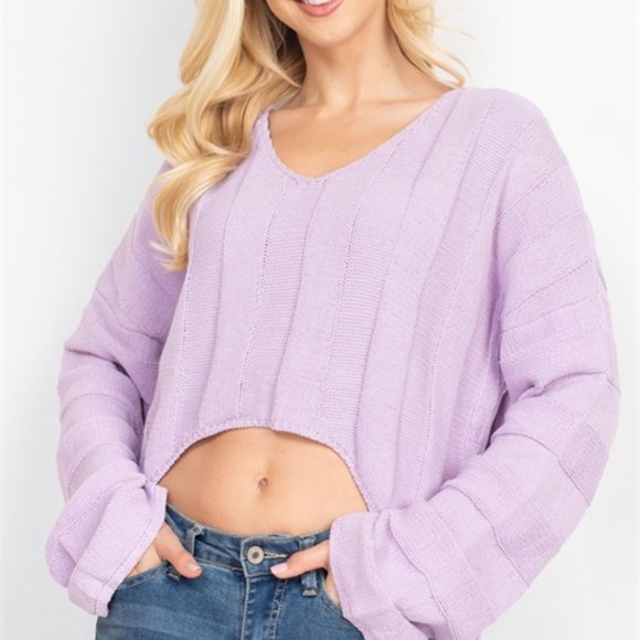 PURPLE knit Long Sleeve Sweater - Picture 4 of 8